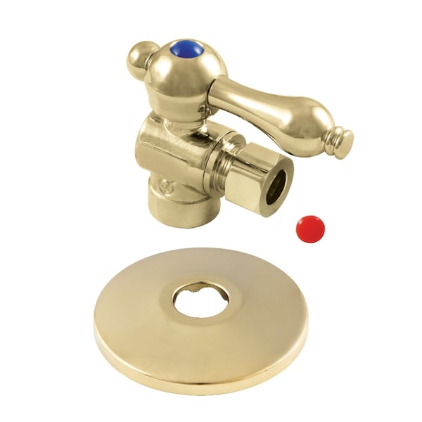 Kingston Brass 1/2" Sweatx3/8" OD Comp Quarter-Turn Angle Stop Valve W/ Flange, Brass CC43202K - main